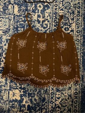Universal Thread Brown Floral Embroidered Spaghetti Strap Camisole